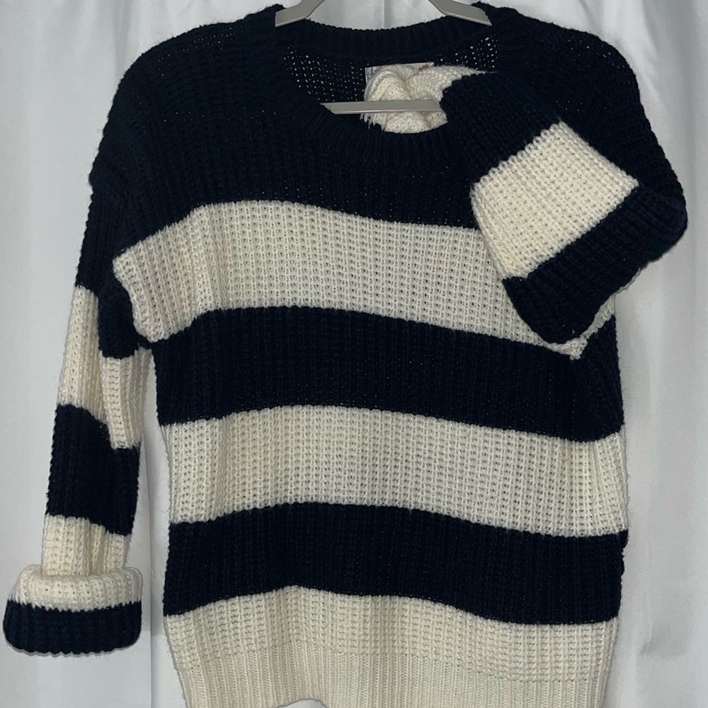 Pink Rose Striped Sweater